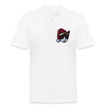 Panda-Weihnachtsmann-Stechpalmenmaske - Männer Poloshirt - Weiß - Vorne - Kai (181cm)