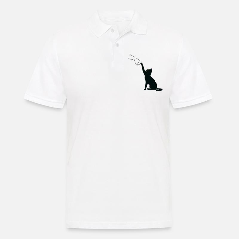 Schwarzer Katzenfauststoß - Männer Poloshirt - Weiß