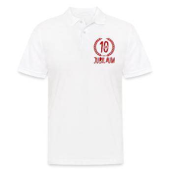 10 Jahre Jubiläum - Männer Poloshirt - Weiß - Vorne - Kai (181cm)