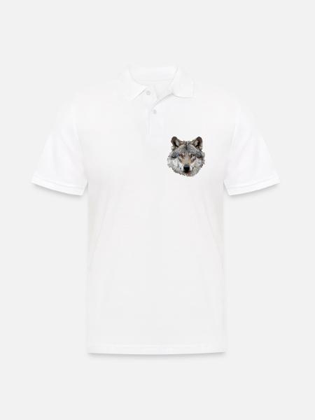 Wolf (grau) - Männer Poloshirt - Weiß