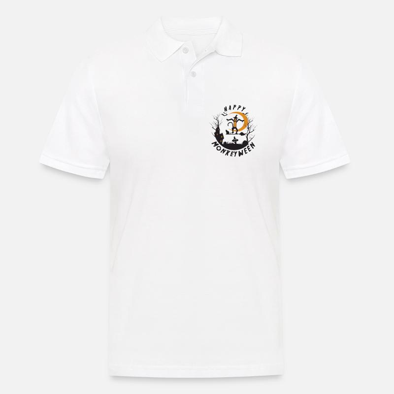 Happy Monkeyween - Männer Poloshirt - Weiß