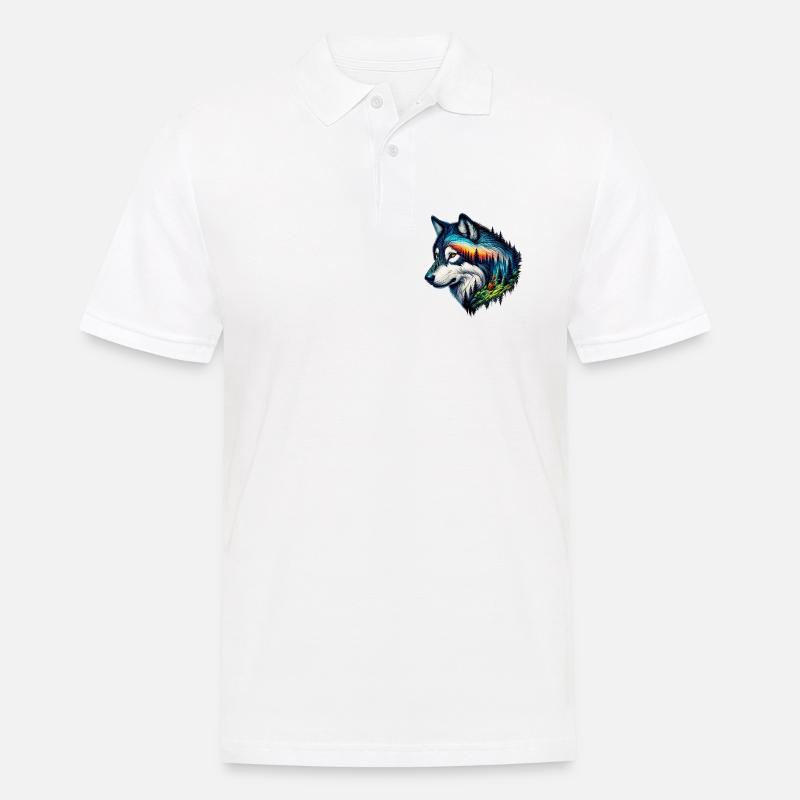 Wolf - Männer Poloshirt - Weiß