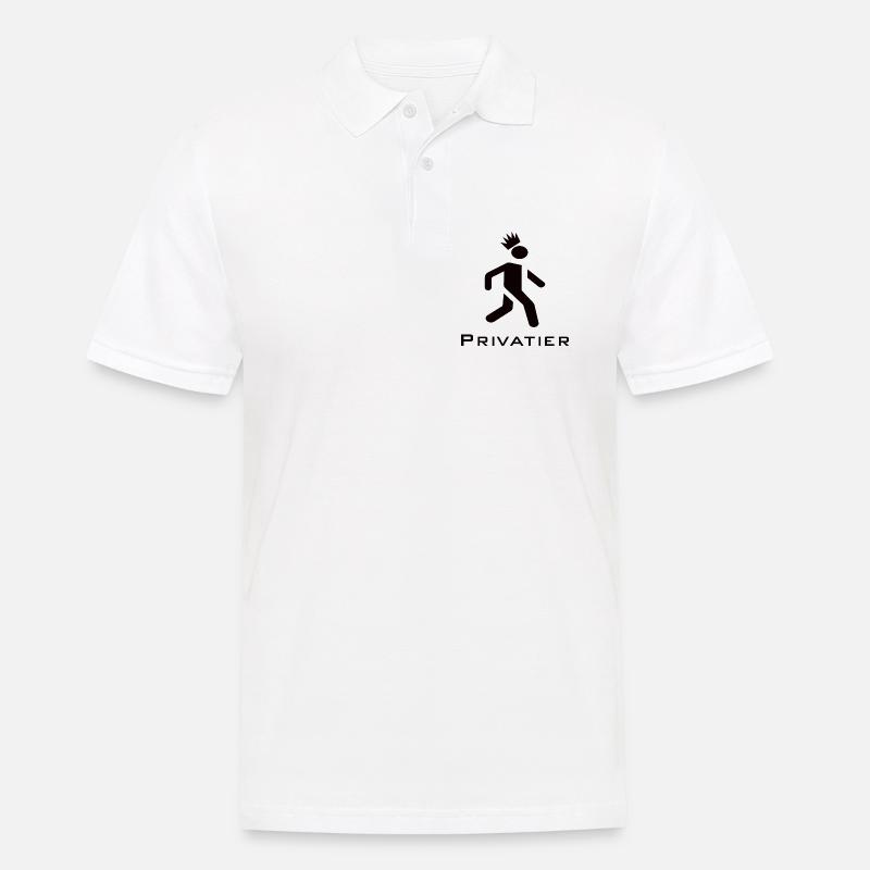 Privatier - Runner mit Krone Design schwarz - Männer Poloshirt - Weiß