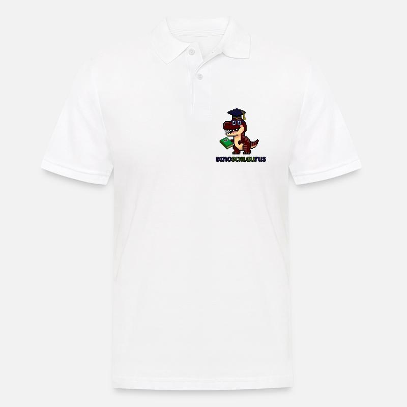 DinoSCHLAUrus - Pixel Art Dinosaurier mit Buch 🦖 - Männer Poloshirt - Weiß