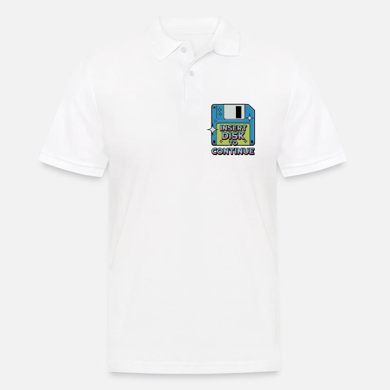 Y2K Retro – Insert Disk to Continue - Männer Poloshirt - Weiß