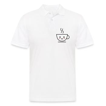 Kaffee, Tee oder Kakao Tasse mit kawaii Gesicht - Männer Poloshirt - Weiß - Vorne - Kai (181cm)