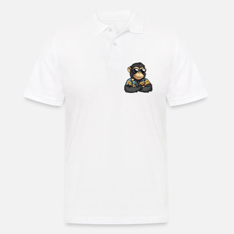Affe Comic Urlaub - Männer Poloshirt - Weiß