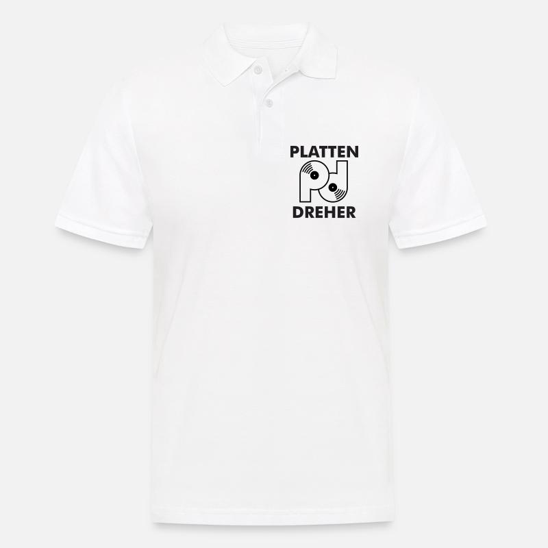 Plattendreher Logo mit Schriftzug - Männer Poloshirt - Weiß