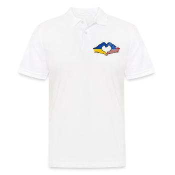 Ukraine USA Heart Shape with Hands - Men's Polo Shirt - white - Front - Kai (181cm)