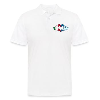 Italy Greece Flag Hands Heart Shape - Men's Polo Shirt - white - Front - Kai (181cm)