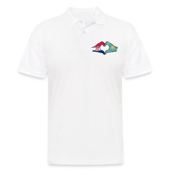 Croatie Kazakhstan Drapeau Mains Coeur Forme - Polo Homme - blanc - Devant - Kai (181cm)