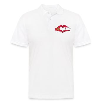 Montenegro Austria flag hands heart shape used - Men's Polo Shirt - white - Front - Kai (181cm)