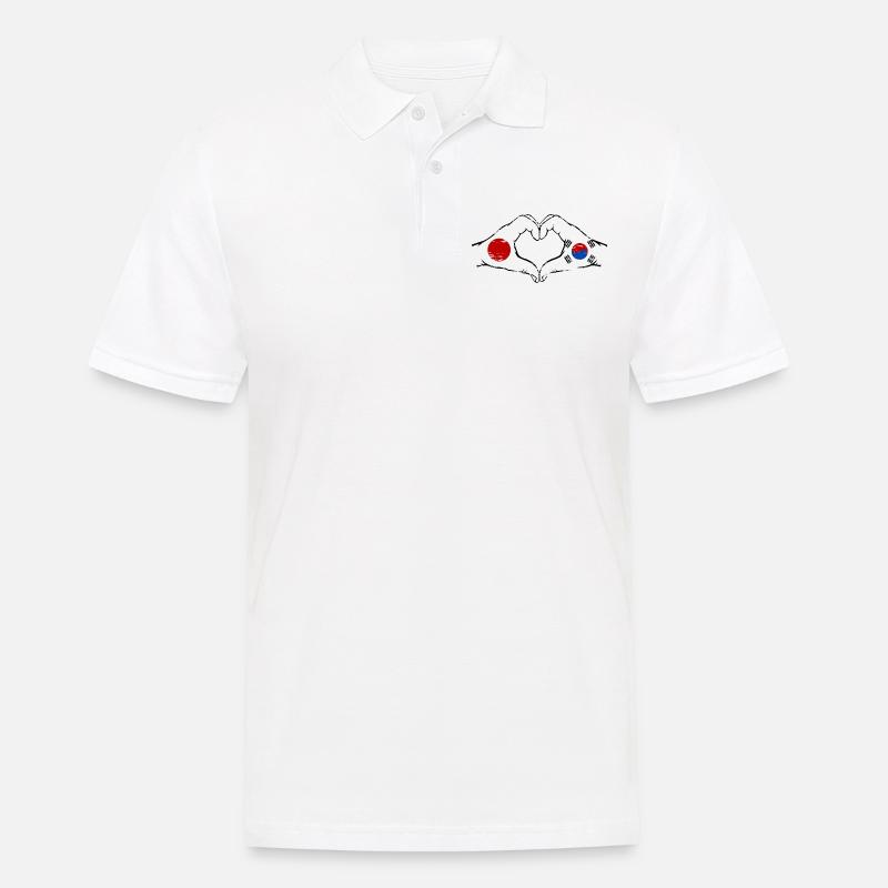 Japon Corée du Sud Mains Coeur Forme Utilisé - Polo Homme - blanc