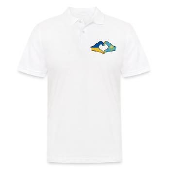 Ukraine Kazakhstan Flag Hands Heart Shape - Men's Polo Shirt - white - Front - Kai (181cm)