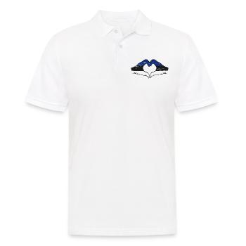 Estland Flagge Hände Herzform used - Männer Poloshirt - Weiß - Vorne - Kai (181cm)