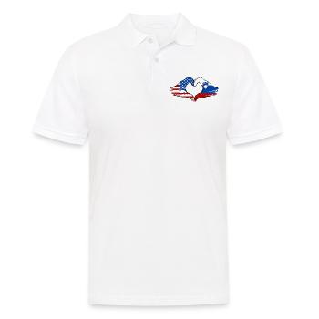 États-Unis Slovénie drapeau main coeur utilisé - Polo Homme - blanc - Devant - Kai (181cm)