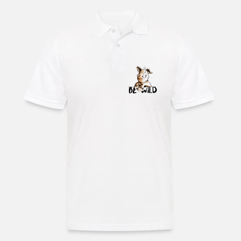 Be Wild Eber - Schwein - Keiler - Männer Poloshirt - Weiß