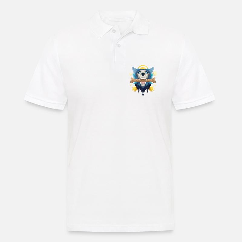 Hellhound Skull Gold - Dämonischer Wolf & Keksknochen - Männer Poloshirt - Weiß