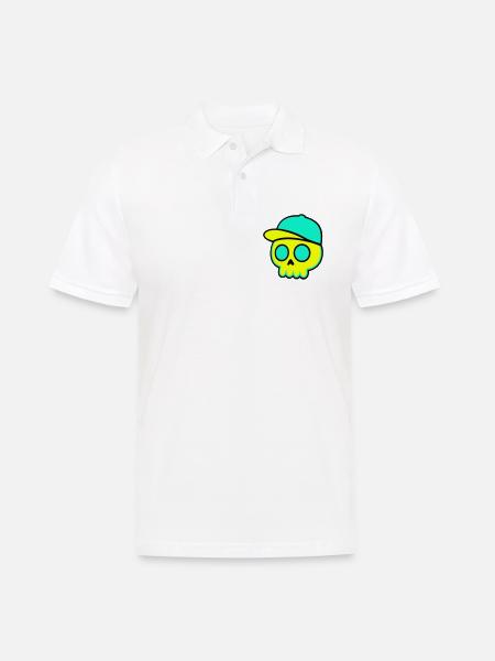 Neon Schädel Cap Streetwear - Männer Poloshirt - Weiß
