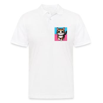 cat - Men's Polo Shirt - white - Front - Kai (181cm)