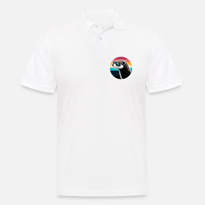 Frettchen-Silhouette Retro-Regenbogen - Männer Poloshirt - Weiß