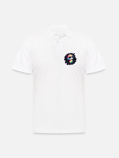 Panda Rainbow Galaxy Cool Glasses - Men's Polo Shirt - white