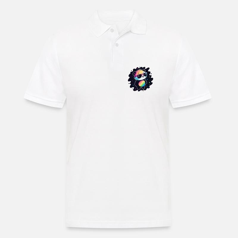 Panda Rainbow Galaxy Coole Brillen - Männer Poloshirt - Weiß