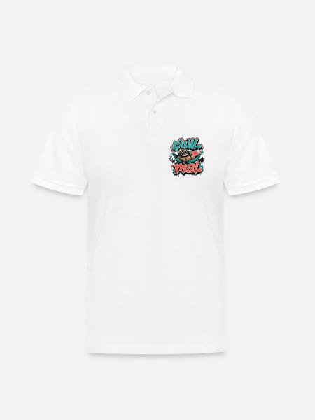 Chill Times Cool Sloth Graffiti Design - Men's Polo Shirt - white