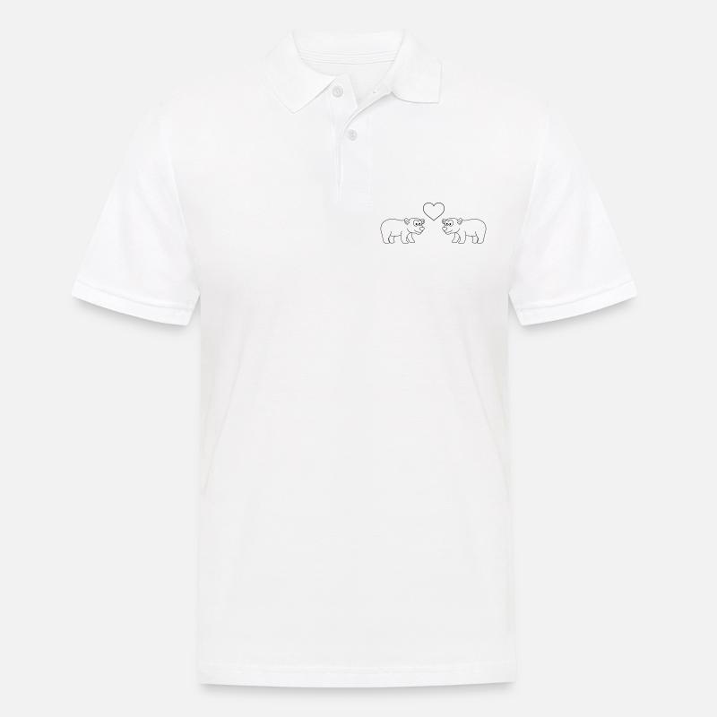 Eisbär Comic Paar liebe - Männer Poloshirt - Weiß