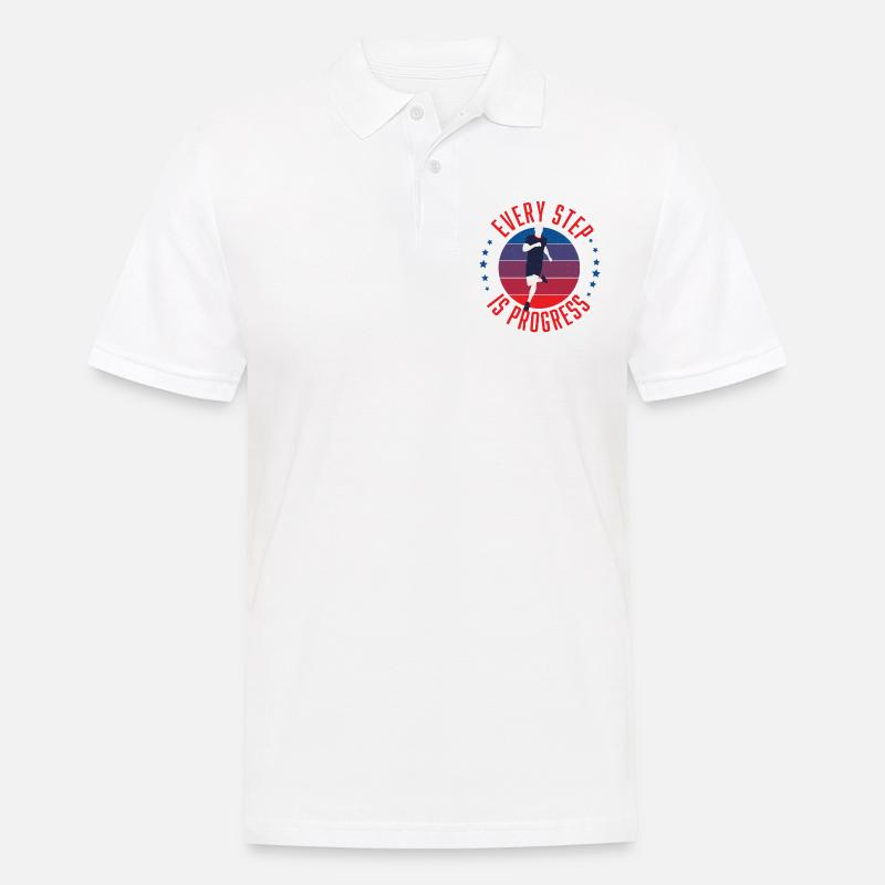 Runner Every Step is Progress - Männer Poloshirt - Weiß