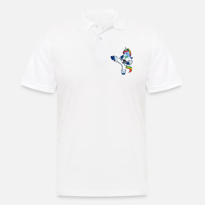 Comic Einhorn macht Karate - Männer Poloshirt - Weiß