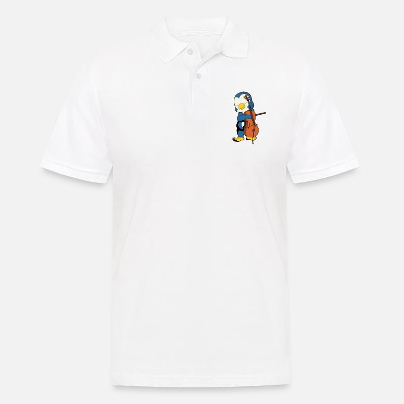Comic Pinguin spielt Cello - Männer Poloshirt - Weiß