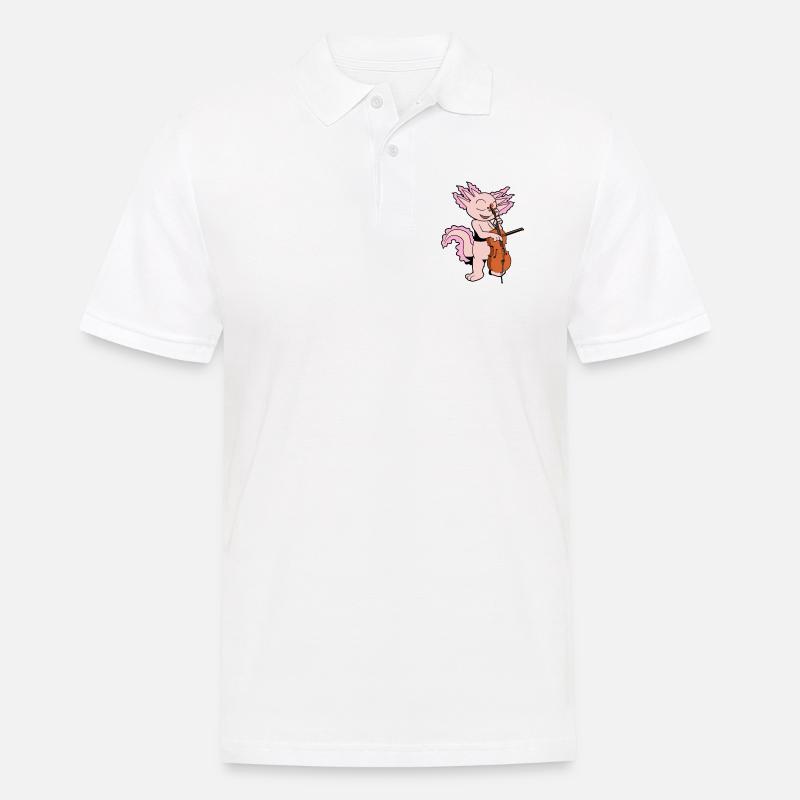 Comic Axolotl spielt Cello - Männer Poloshirt - Weiß