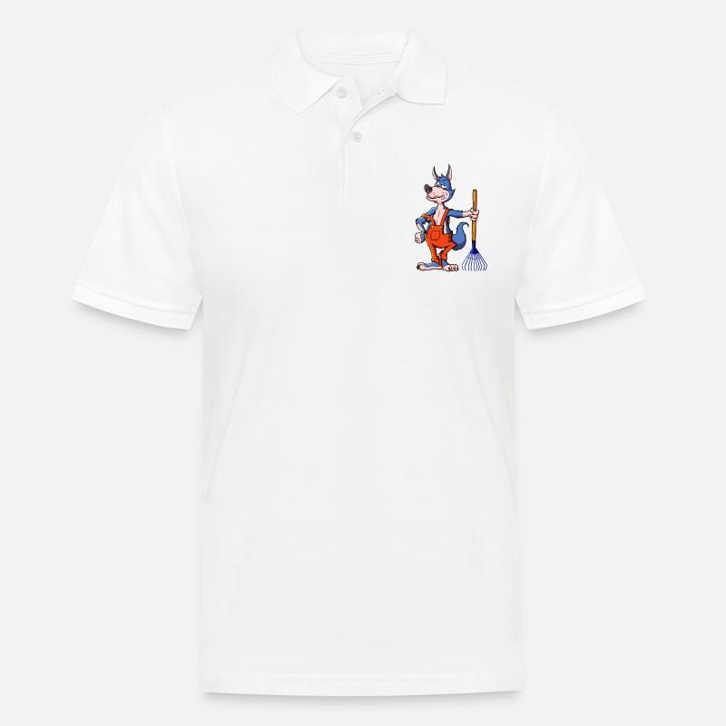 Gerne im Garten -Gärtner Wolf - Männer Poloshirt - Weiß