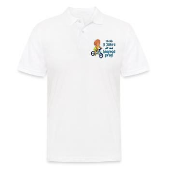 Junge 3 Jahre alt und Profi auf dem Laufrad - Männer Poloshirt - Weiß - Vorne - Kai (181cm)