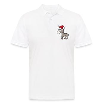 Esel Comic Weihnachten - Männer Poloshirt - Weiß - Vorne - Kai (181cm)