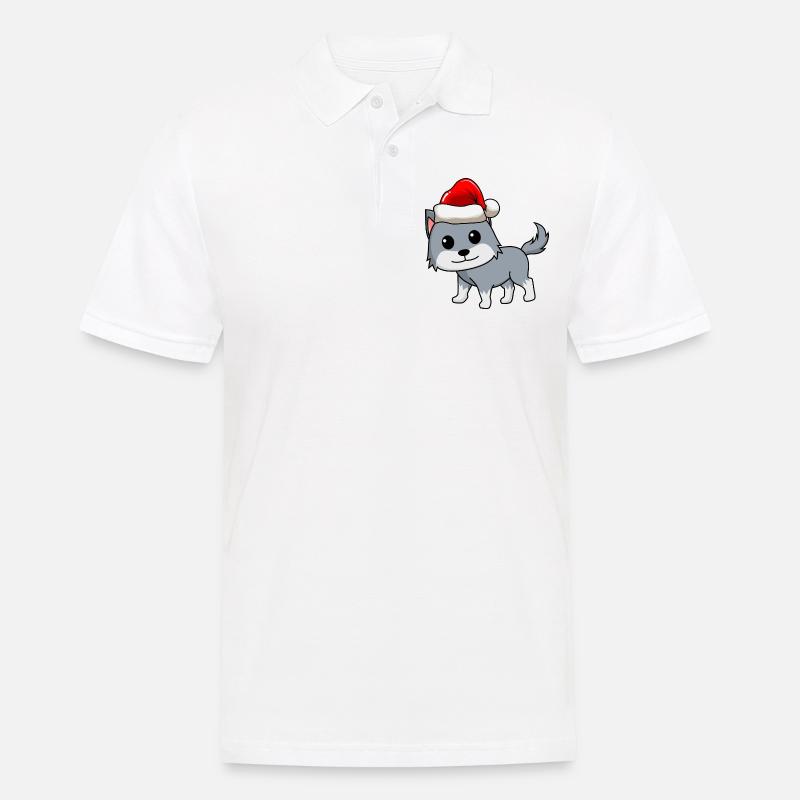 Wolf Comic Christmas - Polo Homme - blanc