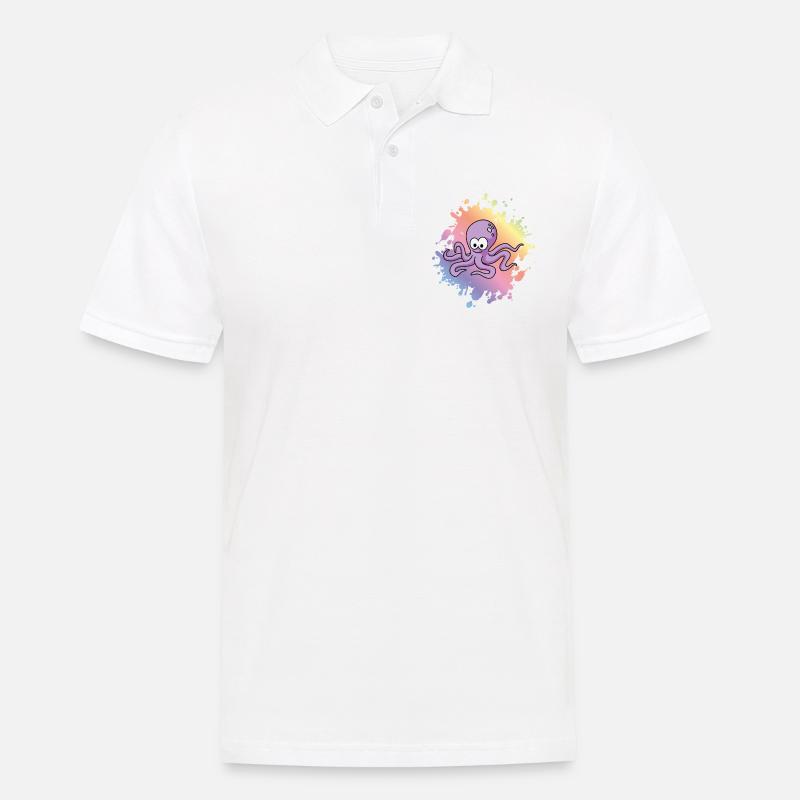Krake Comic Tier - Männer Poloshirt - Weiß