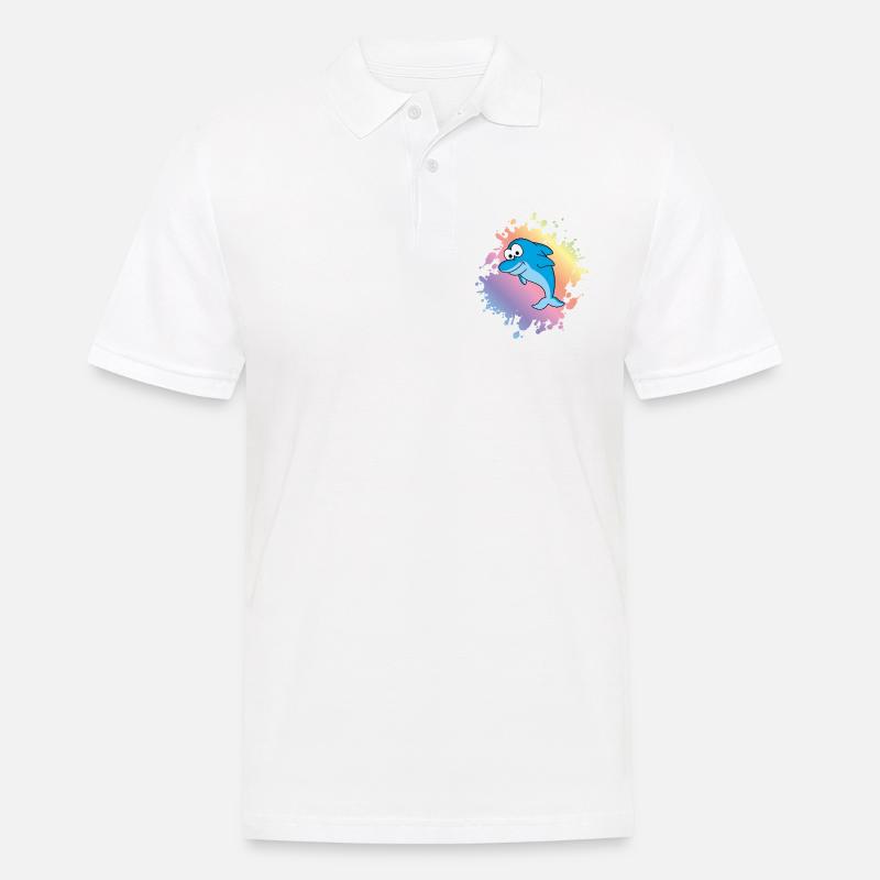 Delfin Comic Tier - Männer Poloshirt - Weiß