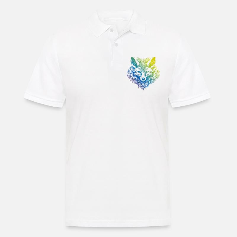 Fuchs Mandala Boho - Männer Poloshirt - Weiß