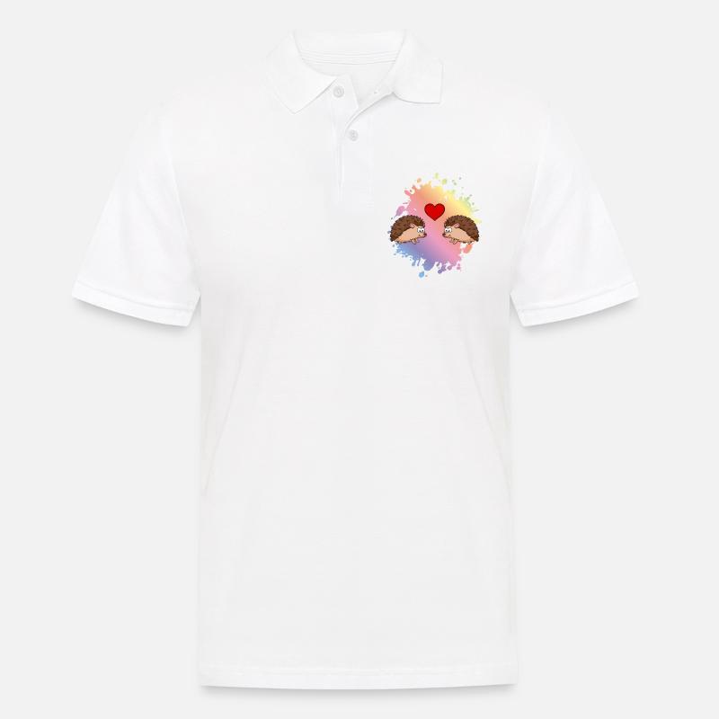 Igel Comic Paar Liebe - Männer Poloshirt - Weiß