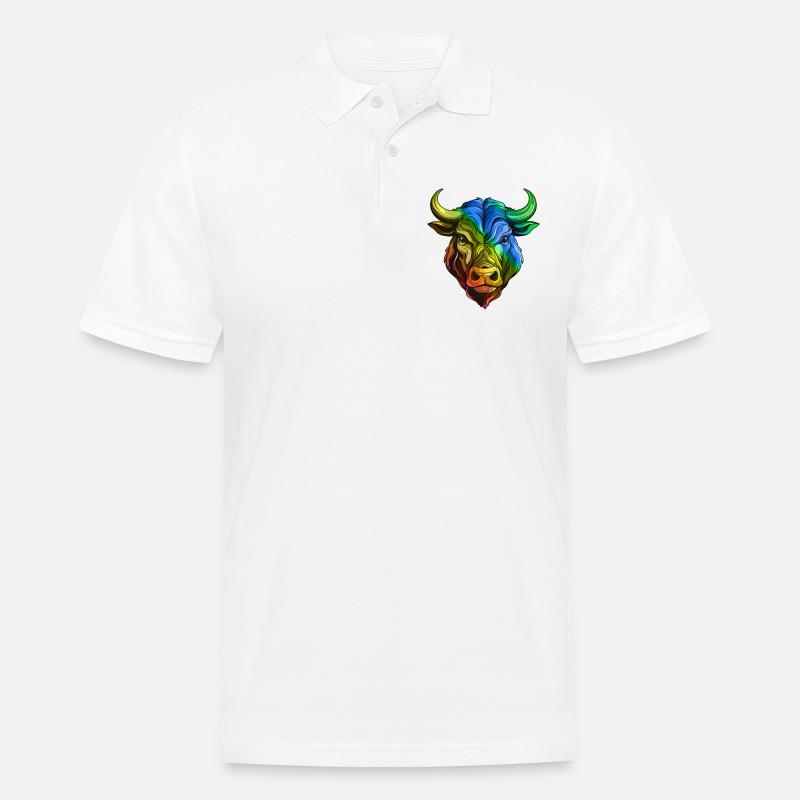 Bulle Kopf Taurus Bunt - Männer Poloshirt - Weiß