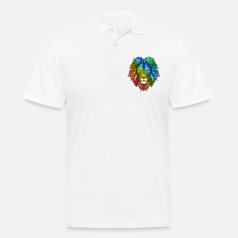 Löwe Kopf Bunt - Männer Poloshirt - Weiß