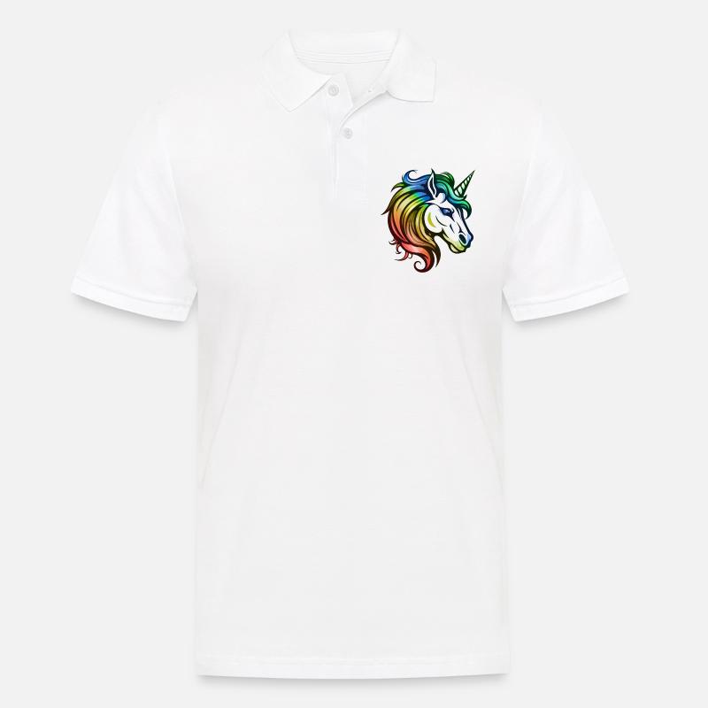 Einhorn Kopf Bunt - Männer Poloshirt - Weiß