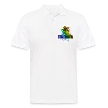 Teneriffa 2024 Urlaub Palmen Bunt - Männer Poloshirt - Weiß - Vorne - Kai (181cm)