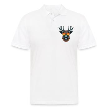 Hirsch Kopf Porträt Cool - Männer Poloshirt - Weiß - Vorne - Kai (181cm)