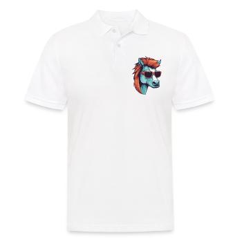 Pferd Kopf Porträt Cool - Männer Poloshirt - Weiß - Vorne - Kai (181cm)