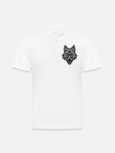 Wolf Symbol Portait Logo - Men's Polo Shirt - white