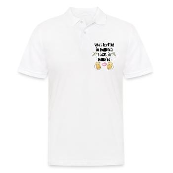 What happens in Mallorca stays in Mallorca - Männer Poloshirt - Weiß - Vorne - Kai (181cm)