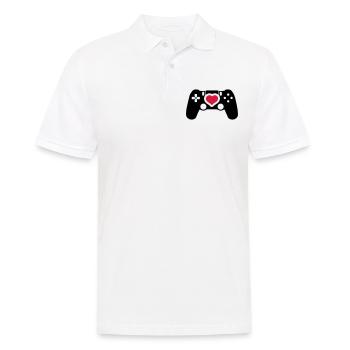 gamer controller herz liebe - Männer Poloshirt - Weiß - Vorne - Kai (181cm)